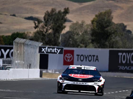 SONOMA, CA - JUNE 27: Christopher Bell ( 20 Joe Gibbs Racing Rheem Toyota) races towards turn 11 during practice for the NASCAR, Motorsport, USA Cup Series Toyota Save Mart 350 on June 27, 2026, at Sonoma Raceway in Sonoma, CA. (Photo by Will Lester Icon Sportswire) AUTO: JUN 27 NASCAR Cup Series Toyota Save Mart 350 EDITORIAL USE ONLY Icon26062711467