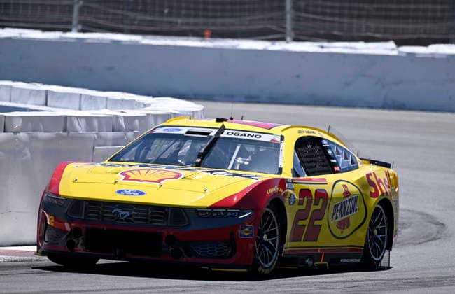 SONOMA, CA - JUNE 27: Joey Logano ( 22 Team Penske Shell Pennzoil Ford) races through turn 11 during practice for the NASCAR, Motorsport, USA Cup Series Toyota Save Mart 350 on June 27, 2026, at Sonoma Raceway in Sonoma, CA. (Photo by Will Lester Icon Sportswire) AUTO: JUN 27 NASCAR Cup Series Toyota Save Mart 350 EDITORIAL USE ONLY Icon26062711601