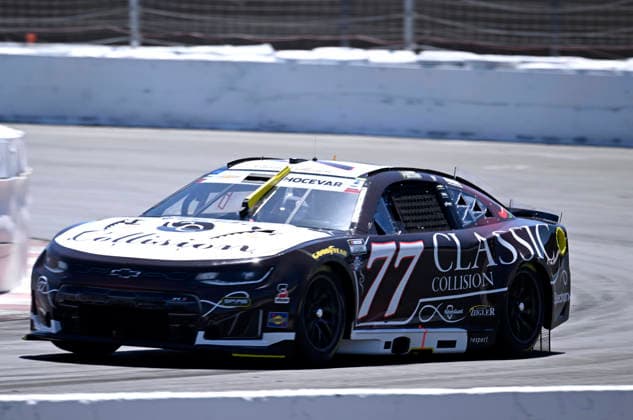SONOMA, CA - JUNE 27: Carson Hocevar ( 77 Spire Motorsports Classic Collision Chevrolet)races through turn 11 during practice for the NASCAR, Motorsport, USA Cup Series Toyota Save Mart 350 on June 27, 2026, at Sonoma Raceway in Sonoma, CA. (Photo by Will Lester Icon Sportswire) AUTO: JUN 27 NASCAR Cup Series Toyota Save Mart 350 EDITORIAL USE ONLY Icon26062711694