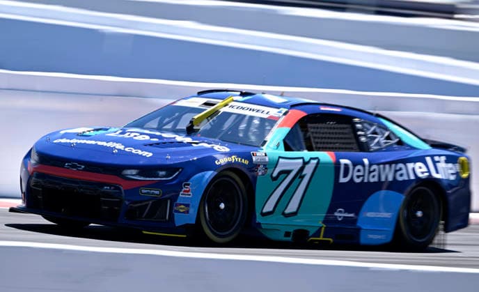 SONOMA, CA - JUNE 27: Michael McDowell ( 71 Spire Motorsports Delaware Life Chevrolet) races through turn 11 during practice for the NASCAR, Motorsport, USA Cup Series Toyota Save Mart 350 on June 27, 2026, at Sonoma Raceway in Sonoma, CA. (Photo by Will Lester Icon Sportswire) AUTO: JUN 27 NASCAR Cup Series Toyota Save Mart 350 EDITORIAL USE ONLY Icon26062711742