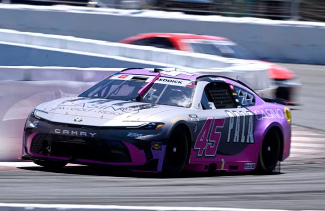 SONOMA, CA - JUNE 27: Tyler Reddick ( 45 23XI Racing Pala Casino Toyota) races through turn 11 during practice for the NASCAR, Motorsport, USA Cup Series Toyota Save Mart 350 on June 27, 2026, at Sonoma Raceway in Sonoma, CA. (Photo by Will Lester Icon Sportswire) AUTO: JUN 27 NASCAR Cup Series Toyota Save Mart 350 EDITORIAL USE ONLY Icon26062711767