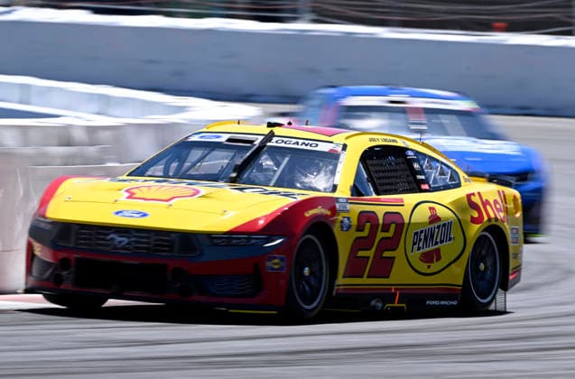 SONOMA, CA - JUNE 27: Joey Logano ( 22 Team Penske Shell Pennzoil Ford) races through turn 11 during practice for the NASCAR, Motorsport, USA Cup Series Toyota Save Mart 350 on June 27, 2026, at Sonoma Raceway in Sonoma, CA. (Photo by Will Lester Icon Sportswire) AUTO: JUN 27 NASCAR Cup Series Toyota Save Mart 350 EDITORIAL USE ONLY Icon26062711790
