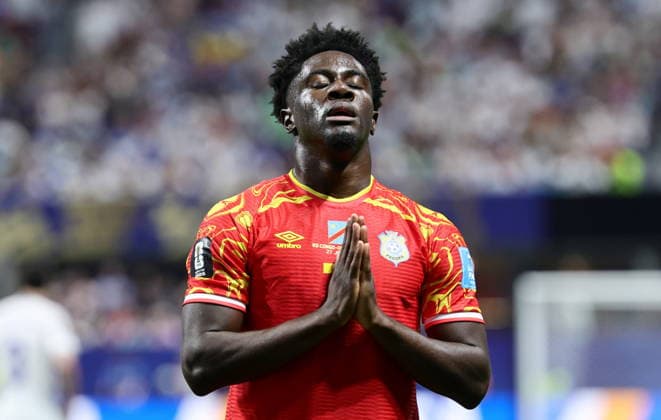 FIFA World Cup, WM, Weltmeisterschaft, Fussball 2026 - Group K - Congo DR vs Uzbekistan Nathanael Mbuku of Congo reacts during the FIFA World Cup 2026 group stage match Congo DR against Uzbekistan, in Atlanta, USA, 27 June 2026. ATLANTA United States  Copyright: xRONALDxWITTEKx