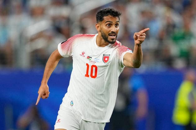 Mousa Altamari (Jordan) celebrates after scoring his team s first goal during the FIFA World Cup, WM, Weltmeisterschaft, Fussball 2026 Group J match between Jordan and Argentina at Dallas Stadium on June 27, 2026 in Dallas, United States. (Photo by Torbjorn Tande DeFodi Images) - *** Mousa Altamari of Jordan celebrates after scoring his team s first goal during the 2026 FIFA World Cup Group J match between Jordan and Argentina at Dallas Stadium on June 27, 2026, in Dallas, United States. Photo by Torbjorn Tande, DeFodi Images
