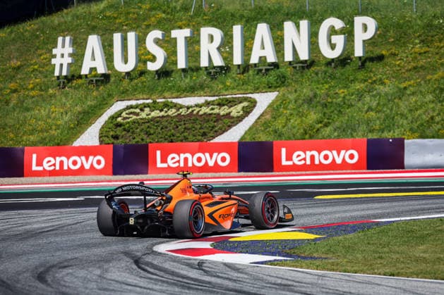 Spielberg, Österreich 26.-28. Juni 2026: Formel 1 - Großer Preis von Österreich - 2026 - Spielberg - Sonntag Formel 2 Haupt Rennen Im Bild: Oliver Goethe (GER), im Hintergrund der Schriftzug AustrainGP Red Bull Ring *** Spielberg, Austria, June 26–28, 2026; 2026 Formula 1 Austrian Grand Prix, Spielberg, Sunday, Formula 2 Main Race. Pictured: Oliver Goethe (GER); in the background, the AustrainGP logo at the Red Bull Ring. Copyright: xFotostandx xFabianxWernerx-xSpeedpicturesx