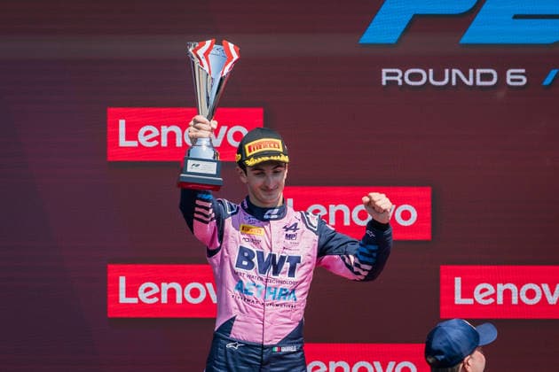 MOTORSPORTS, FORMULA 1 - GP of Austria 2026 SPIELBERG,AUSTRIA,28.JUN.26 - MOTORSPORTS, FORMULA 1 - Grand Prix of Austria, Red Bull Ring, FIA Formula 2. Image shows Gabriele Mini (ITA MP Motorsport). Keywords: trophy.  GEPAxpictures xMatthiasxTrinkl