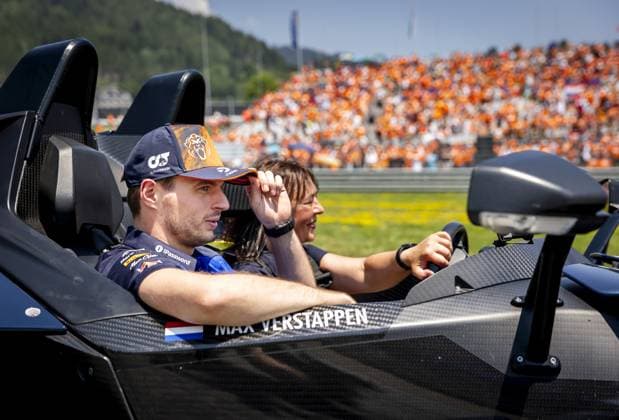 SPIELBERG - Max Verstappen (Red Bull Racing) at the Orange Grandstand at the Red Bull Ring race circuit ahead of the Austrian Grand Prix. SEM VAN DER WAL ANP xVIxANPxSportx xxANPxIVx 562260616 originalFilename: 562260616.jpg