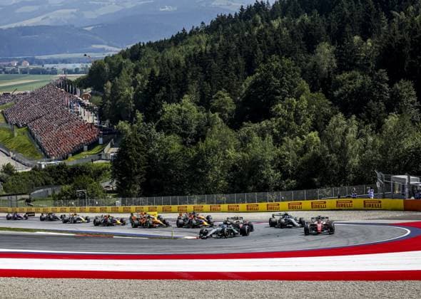 SPIELBERG - Max Verstappen (Red Bull Racing) goes through the corner in fifth place on the first lap of the Red Bull Ring race track during the Austrian Grand Prix. SEM VAN DER WAL ANP xVIxANPxSportx xxANPxIVx 562268003 originalFilename: 562268003.jpg