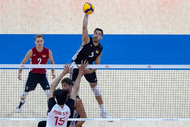 VNL China - Germany 28.06.2026 volleyball, Gliwice , Arena Pre Zero , Mens Volleyball Nations League 2026 FIVB VNL (siatkowka, Liga Narodow, Chiny - Niemcy ), game , match China - Germany image shows: Moritz Reichert (attack) photo Katarzyna Plewczynska Fotostyk Copyright: xKatarzynaxPlewczynskax 20260628KAPL5334