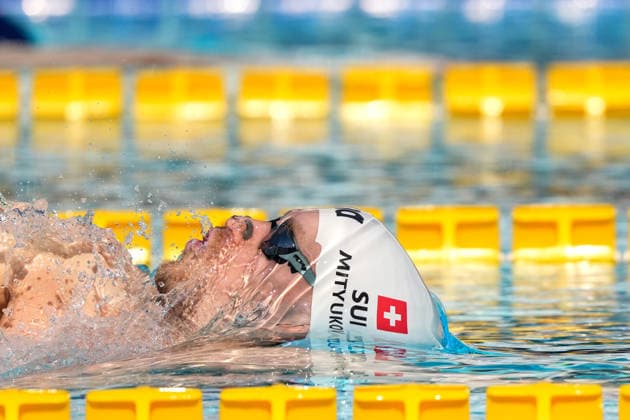 Roman Mityukov of Switzerland, 200m Backstroke Men Heats, during the 62nd Settecolli swimming meeting at Stadio del Nuoto in Rome (Italy), June 28, 2026. antoniettaxbaldassarre