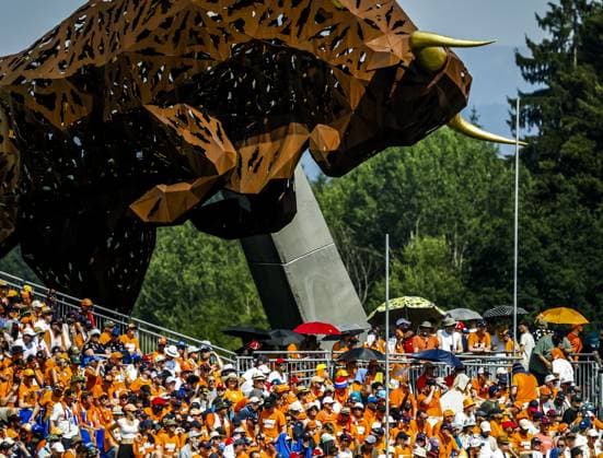 SPIELBERG - Fans of Max Verstappen (Red Bull Racing) in the stands at the Red Bull Ring race circuit during the Austrian Grand Prix. SEM VAN DER WAL ANP xVIxANPxSportx xxANPxIVx 562270943 originalFilename: 562270943.jpg
