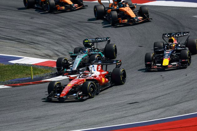 F1 - AUSTRIAN GRAND PRIX 2026 16 LECLERC Charles (mco), Scuderia Ferrari SF-26, action 12 KIMI ANTONELLI Andrea (ita), Mercedes AMG F1 Team W17, action 03 VERSTAPPEN Max (nld), Red Bull Racing Ford RB22, action during the Formula 1 Austrian Grand Prix 2026, 8th round of the 2026 Formula One World Championship, WM, Weltmeisterschaft from June 26 to 28, 2026 on the Red Bull Ring, in Spielberg, Austria - SpielbergAustria  Copyright: xFLORENTxGOODENx