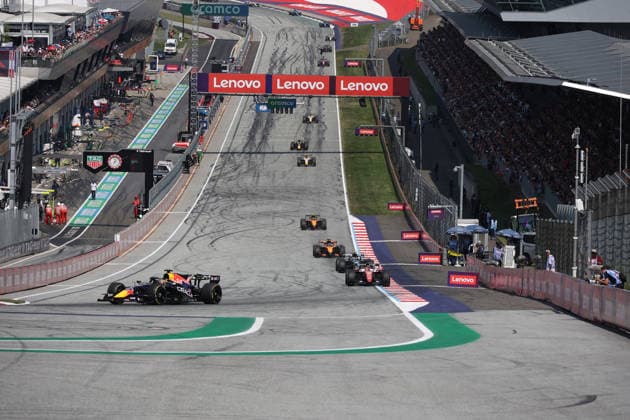 28.06.2026, Red Bull Ring, Spielberg, Formel 1 Großer Preis von Österreich 2026 , im Bild Max Verstappen (NLD), Oracle Red Bull Racing, Charles Leclerc (MCO), Scuderia Ferrari HP, Andrea Kimi Antonelli (ITA), Mercedes-AMG Petronas Formula One Team, Oscar Piastri (AUS), McLaren Mastercard F1 Team, Lando Norris (GBR) (Photo by Alessandro Martellotta Hasan Bratic DeFodi Images) - *** June 28, 2026, Red Bull Ring, Spielberg, 2026 Formula 1 Austrian Grand Prix; pictured: Max Verstappen (NLD), Oracle Red Bull Racing; Charles Leclerc (MCO), Scuderia Ferrari HP; Andrea Kimi Antonelli (ITA), Mercedes AMG Petronas Formula One Team, Oscar Piastri (AUS), McLaren Mastercard F1 Team, Lando Norris (GBR). Photo by Alessandro Martellotta, Hasan Bratic, DeFodi Images
