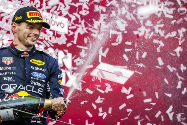 SPIELBERG - Max Verstappen (Red Bull Racing) on the podium after the Austrian Grand Prix. SEM VAN DER WAL ANP xVIxANPxSportx xxANPxIVx 562275997 originalFilename: 562275997.jpg