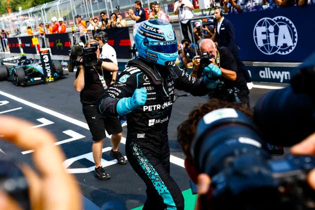 Formula 1 Lenovo Austrian Grand Prix 2026. Race Winner George Russell (GBR), Mercedes-AMG Petronas F1 Team, F1 W17 during Formula 1 Lenovo Austrian Grand Prix 2026. on June 28., 2026 in Red Bull Ring, Spielberg, Austria Zsombor Toth Spielberg Red bull Ring Styria Austria
