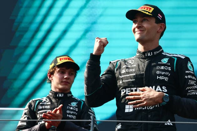 F1 Austrian Grand Prix 2026 Andrea Kimi Antonelli and George Russell of Mercedes after the Formula 1 Austrian Grand Prix at Red Bull Ring in Spielberg, Austria on June 28, 2026. Spielberg Austria  Copyright: xJakubxPorzyckix originalFilename:porzycki-f1austri260628_np2z4.jpg