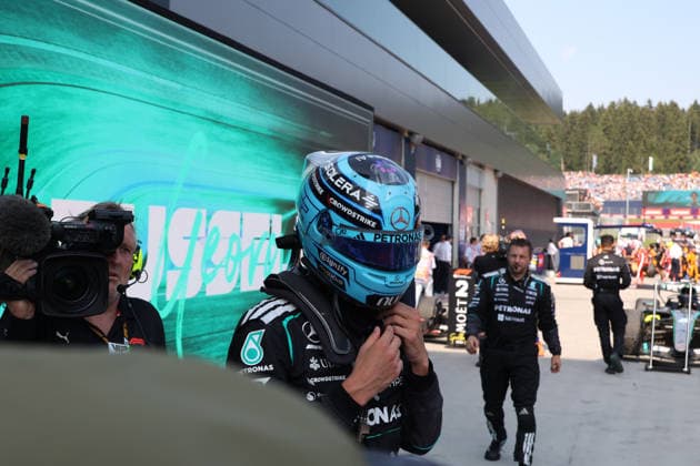 28.06.2026, Red Bull Ring, Spielberg, Formel 1 Großer Preis von Österreich 2026 , im Bild Sieger George Russell (GBR), Mercedes-AMG Petronas Formula One Team (Photo by Alessandro Martellotta Hasan Bratic DeFodi Images) - *** June 28, 2026, Red Bull Ring, Spielberg, 2026 Formula 1 Austrian Grand Prix; pictured: winner George Russell (GBR), Mercedes AMG Petronas Formula One Team. Photo by Alessandro Martellotta, Hasan Bratic, DeFodi Images