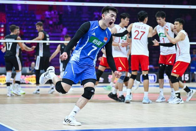 Gliwice 28.06.2026. Volleyball Men s Volleyball Nations League season 2026 match between China and Germany in Gliwice, Poland. --- Siatkowka Liga Narodow sezon 2026 mecz: Chiny - Niemcy. Persons shown: Tianyue Li radosc celebration Fot. Antoni Dec Arena Akcji NEWSPIX.PL --- newspix.pl 