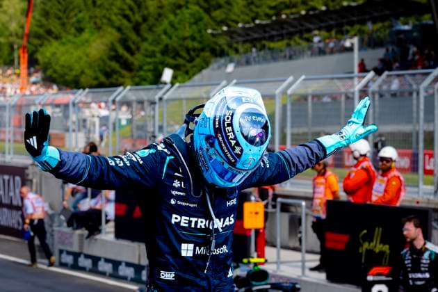 SPIELBERG - Formula 1 driver George Russell of Mercedes AMG-Petronas Formula One Team first during the Formula 1 Austria at the Red Bull Ring on June 28, 2026 in Spielberg, Austria. (Photo by DeFodi Images) - *** SPIELBERG: Mercedes AMG Petronas Formula One Team driver George Russell finished first in the Formula 1 Austrian Grand Prix at the Red Bull Ring on June 28, 2026, in Spielberg, Austria. Photo by DeFodi Images
