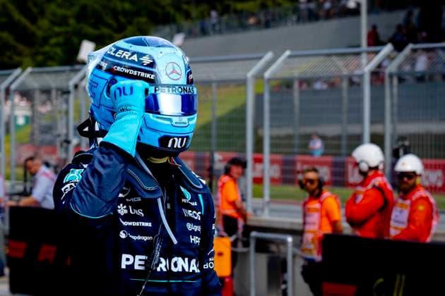 SPIELBERG - Formula 1 driver George Russell of Mercedes AMG-Petronas Formula One Team first during the Formula 1 Austria at the Red Bull Ring on June 28, 2026 in Spielberg, Austria. (Photo by DeFodi Images) - *** SPIELBERG: Mercedes AMG Petronas Formula One Team driver George Russell finished first in the Formula 1 Austrian Grand Prix at the Red Bull Ring on June 28, 2026, in Spielberg, Austria. Photo by DeFodi Images