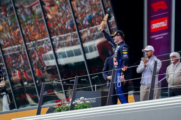 FORMULA ONE AUSTRIAN GRAND PRIX 2026 Max Verstappen 3 (NED) Red Bull Racing celebrates on the podium during the Formula 1 Lenovo Austrian Grand Prix 2026, 8th round of the 2026 Formula 1 World Championship, WM, Weltmeisterschaft from 26th-28th June, 2026 at the Red Bull Ring, Spielberg, Austria. Credit: Robbie Hoad Every Second Media Editorial use only. All images are copyright Every Second Media Limited. No images may be reproduced without prior permission. Copyright: xIMAGO EveryxSecondxMediax ESM-2048-0454 RobbiexHoadx xEveryxSecondxMediax