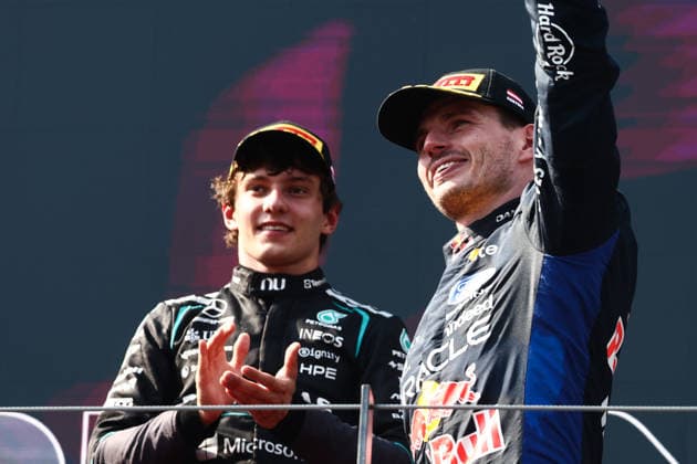 F1 Austrian Grand Prix 2026 Andrea Kimi Antonelli of Mercedes and Max Verstappen of Red Bull Racing after the Formula 1 Austrian Grand Prix at Red Bull Ring in Spielberg, Austria on June 28, 2026. Spielberg Austria  Copyright: xJakubxPorzyckix originalFilename:porzycki-f1austri260628_npNDt.jpg