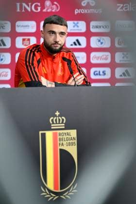 Belgian national football team - FIFA World Cup, WM, Weltmeisterschaft, Fussball 2026 - media activities 28 06 2026 RENTON, UNITED STATES OF AMERICA - JUNE 28 : Debast Zeno defender of Belgium talking to the press during a press conference, PK, Pressekonferenz of the Belgian national football team during the FIFA World Cup 2026 on June 28, 2026 in Renton, United States of America, 28 06 2026 Renton United States of America  Copyright: xNicoxVereeckenx