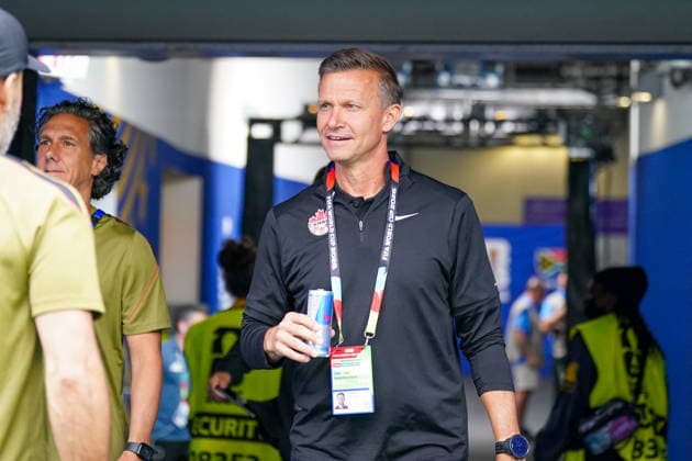 USA: Fußball FIFA World Cup, WM, Weltmeisterschaft, Fussball 2026, Sechzehntelfinale, Round of 32, Südafrika vs Kanada, South Africa vs Canada, SoFi Stadium (Inglewood, Los Angeles County, Kalifornien): Jesse Marsch (Trainer Kanada) *** USA Soccer 2026 FIFA World Cup, Round of 32, South Africa vs. Canada, SoFi Stadium, Inglewood, Los Angeles County, California; Jesse Marsch, Head Coach of Canada Copyright: xJOERANxSTEINSIEKx