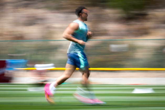 FIFA World Cup, WM, Weltmeisterschaft, Fussball 2026 - Switzerland training session Switzerland s Noah Okafor warms up during a training session of the Swiss national soccer team at the SDJA in San Diego, California, USA, 28 June 2026. San Diego United States  Copyright: xPETERxKLAUNZERx