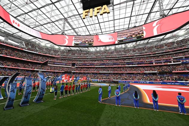 South Africa v Canada - FIFA World Cup, WM, Weltmeisterschaft, Fussball 2026 - Round of 32 INGLEWOOD, CALIFORNIA - JUNE 28: A view of the ceremony prior the 2026 FIFA World Cup Round of 32 match between South Africa and Canada at Los Angeles Stadium (SoFi Stadium) in Inglewood, California, United States on June 28, 2026. Tayfun Coskun Anadolu California United States. Editorial use only. Please get in touch for any other usage.  Copyright: x2026xAnadoluxTayfunxCoskunx