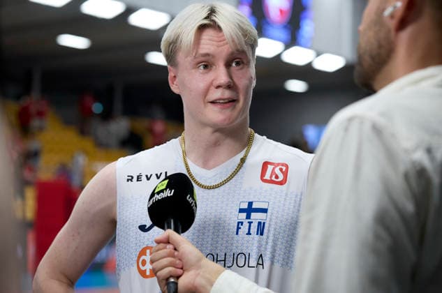 DENMARK Volleyball, men s semifinal, European League: Denmark - Finland Finnish Luka Mattila (10). The Danish volleyball men lose 1-3 in sets to Finland. Denmark faces Finland in the men s volleyball semifinal in the European League at Odense Sports Park, Sunday, June 28, 2026. (Photo: Robert Wengler Ritzau Scanpix) , Odense Denmark *** DENMARK Men’s Volleyball Semifinal, European League: Denmark vs. Finland. Finnish player Luka Mattila, No. 10. The Danish men’s volleyball team lost 1–3 in sets to Finland. Denmark faces Finland in the men’s volleyball semifinal of the European League at Odense Sports Park on Sunday, June 28, 2026. Photo by Robert Wengler, Ritzau Scanpix, Odense, Denmark  Copyright: fotojournalistxRobertxWenglerxx+x45x20430656x-xrobert@wengler.dkx-xwww.wengler.dk RobertxWenglerx spdk20260628-205538-L