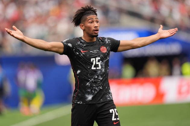 FIFA World Cup, WM, Weltmeisterschaft, Fussball 2026 - Round of 32 - South Africa vs Canada Nathan Saliba of Canada reacts during the FIFA World Cup 2026 Round of 32 match South Africa against Canada, in Los Angeles, USA, 28 June 2026. LOS ANGELES United States  Copyright: xSCOTTxSTRAZZANTEx