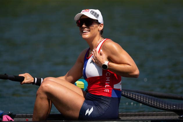RECORD DATE NOT STATED 28th June 2026; Lucerne, Switzerland; World Rowing Cup Day Three; Womens Pair (W2-) - Melita Abraham of Chile celebrate the bronze medal AnthonyxBenoit