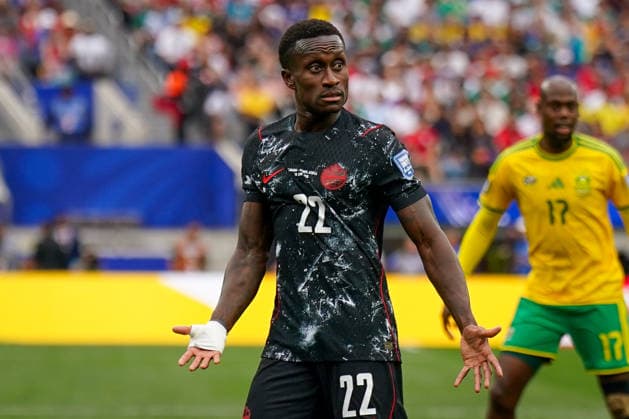 USA: Fußball FIFA World Cup, WM, Weltmeisterschaft, Fussball 2026, Sechzehntelfinale, Round of 32, Südafrika vs Kanada, South Africa vs Canada, SoFi Stadium (Inglewood, Los Angeles County, Kalifornien): Richie Laryea (Kanada 22) Mimik, Gesichtsausdruck, Emotion *** USA Soccer 2026 FIFA World Cup, Round of 32, South Africa vs. Canada, SoFi Stadium, Inglewood, Los Angeles County, California; Richie Laryea (Canada, 22) — facial expressions, emotions Copyright: xJOERANxSTEINSIEKx