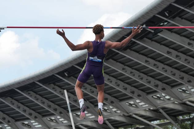 June 28, 2026, Paris, Å½Le-De-France, France: Zackaria Dia of France reacts after clearing the bar during the men s pole vault final at the Wanda Diamond League Meeting de Paris at Stade Charlo ty. Paris France - ZUMAh209 20260628_zsp_h209_042 Copyright: xAlixHabibx