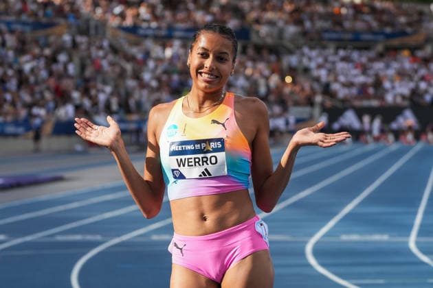 June 28, 2026, Paris, Å½Le-De-France, France: Audrey Werro of Switzerland celebrates after winning the women s 800m final in a world-leading time during the Wanda Diamond League Meeting de Paris at Stade Charlo ty. Paris France - ZUMAh209 20260628_zsp_h209_049 Copyright: xAlixHabibx