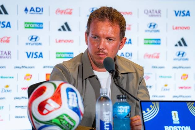 Fußball, FIFA WM 2026, Nationalteam Deutschland, Pressekonferenz FIFA Fussball Weltmeisterschaft 2026, Sechszehntelfinale, Deutschland vs. Paraguay, 28.06.2026, Boston Stadium Pressekonferenz mit Julian Nagelsmann (Deutschland) und Kai Havertz (Deutschland) vor dem Spiel gegen Paraguay *** 2026 FIFA World Cup, Round of 32, Germany vs. Paraguay, June 28, 2026, Boston Stadium Press conference with Julian Nagelsmann (Germany) and Kai Havertz (Germany) ahead of the match against Paraguay Copyright: xBahhoxKarax