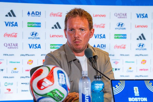 Fußball, FIFA WM 2026, Nationalteam Deutschland, Pressekonferenz FIFA Fussball Weltmeisterschaft 2026, Sechszehntelfinale, Deutschland vs. Paraguay, 28.06.2026, Boston Stadium Pressekonferenz mit Julian Nagelsmann (Deutschland) und Kai Havertz (Deutschland) vor dem Spiel gegen Paraguay *** 2026 FIFA World Cup, Round of 32, Germany vs. Paraguay, June 28, 2026, Boston Stadium: Press conference with Julian Nagelsmann (Germany) and Kai Havertz (Germany) ahead of the match against Paraguay Copyright: xBahhoxKarax