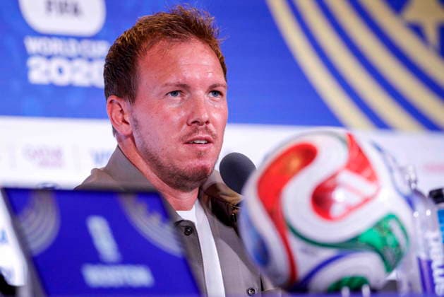 Fußball, FIFA WM 2026, Nationalteam Deutschland, Pressekonferenz FIFA World Cup, WM, Weltmeisterschaft, Fussball 2026 - Germany press conference, PK, Pressekonferenz German National Coach Julian Nagelsmann responds to a question from the news media during a press conference at Boston Stadium near Boston in Foxborough, Massachusetts, USA, 28 June 2026. Germany meets Paraguay on 29 June during the 2026 FIFA World Cup round of 32. FOXBOROUGH MASSACHUSETTS United States  Copyright: xSHAWNxTHEWx