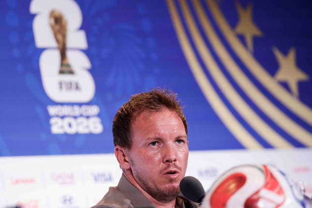 Fußball, FIFA WM 2026, Nationalteam Deutschland, Pressekonferenz FIFA World Cup, WM, Weltmeisterschaft, Fussball 2026 - Germany press conference, PK, Pressekonferenz German National Coach Julian Nagelsmann responds to a question from the news media during a press conference at Boston Stadium near Boston in Foxborough, Massachusetts, USA, 28 June 2026. Germany meets Paraguay on 29 June during the 2026 FIFA World Cup round of 32. FOXBOROUGH MASSACHUSETTS United States  Copyright: xSHAWNxTHEWx