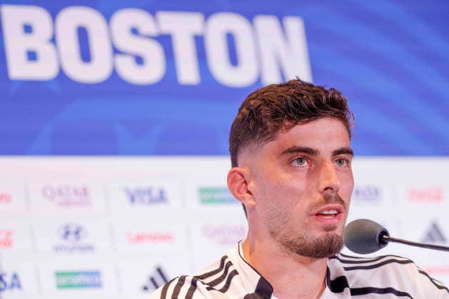 Fußball, FIFA WM 2026, Nationalteam Deutschland, Pressekonferenz FIFA World Cup, WM, Weltmeisterschaft, Fussball 2026 - Germany press conference, PK, Pressekonferenz German National player Kai Havertz responds to a question from the news media during a press conference at Boston Stadium near Boston in Foxborough, Massachusetts, USA, 28 June 2026. Germany meets Paraguay on 29 June during the 2026 FIFA World Cup round of 32. FOXBOROUGH MASSACHUSETTS United States  Copyright: xSHAWNxTHEWx