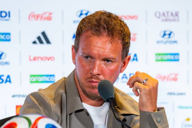 Fußball, FIFA WM 2026, Nationalteam Deutschland, Pressekonferenz FIFA Fussball Weltmeisterschaft 2026, Sechszehntelfinale, Deutschland vs. Paraguay, 28.06.2026, Boston Stadium Pressekonferenz mit Julian Nagelsmann (Deutschland) und Kai Havertz (Deutschland) vor dem Spiel gegen Paraguay *** 2026 FIFA World Cup, Round of 32, Germany vs. Paraguay, June 28, 2026, Boston Stadium: Press conference with Julian Nagelsmann (Germany) and Kai Havertz (Germany) ahead of the match against Paraguay Copyright: xBahhoxKarax