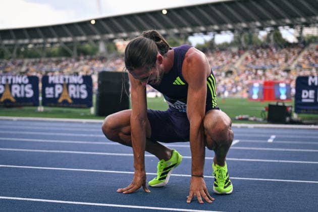 Wanda Diamond League in Paris FA Gabriel Tual reposes after competing during the Wanda Diamond League tournament at the Charlety Stadium in Paris on June 28, 2026. Photo by Firas Abdullah ABACAPRESS.COM Paris Ile-de-France France  Copyright: xAbdullahxFiras ABACAx