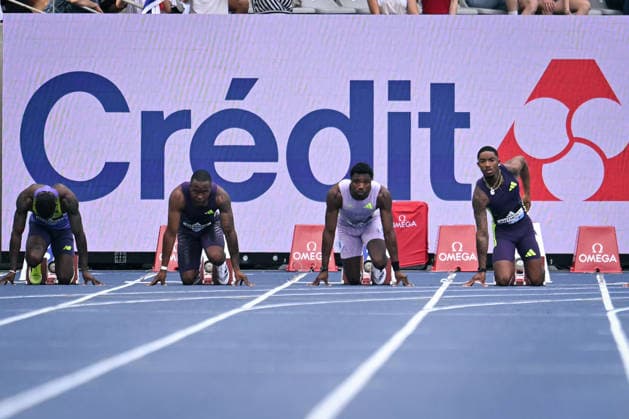 Wanda Diamond League in Paris FA Noah Lyles competes with athletes during the Wanda Diamond League tournament at the Charlety Stadium in Paris on June 28, 2026. Photo by Firas Abdullah ABACAPRESS.COM Paris Ile-de-France France  Copyright: xAbdullahxFiras ABACAx