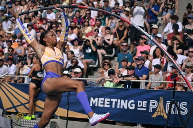 Wanda Diamond League in Paris FA Marie-Julie Bonnin competes during the Wanda Diamond League tournament at the Charlety Stadium in Paris on June 28, 2026. Photo by Firas Abdullah ABACAPRESS.COM Paris Ile-de-France France  Copyright: xAbdullahxFiras ABACAx