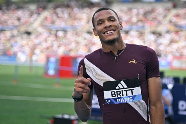 Wanda Diamond League in Paris FA Jamal Britt reacts after competing during the Wanda Diamond League tournament at the Charlety Stadium in Paris on June 28, 2026. Photo by Firas Abdullah ABACAPRESS.COM Paris Ile-de-France France  Copyright: xAbdullahxFiras ABACAx