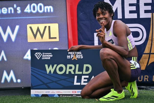 Wanda Diamond League in Paris FA Marileidy Paulino poses with her record after competing during the Wanda Diamond League tournament at the Charlety Stadium in Paris on June 28, 2026. Photo by Firas Abdullah ABACAPRESS.COM Paris Ile-de-France France  Copyright: xAbdullahxFiras ABACAx