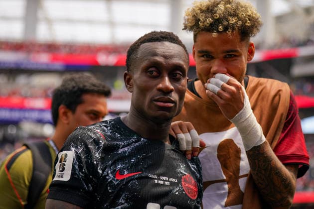 USA: Fußball FIFA World Cup, WM, Weltmeisterschaft, Fussball 2026, Sechzehntelfinale, Round of 32, Südafrika vs Kanada, South Africa vs Canada, SoFi Stadium (Inglewood, Los Angeles County, Kalifornien): Richie Laryea (Kanada 22) *** USA Soccer 2026 FIFA World Cup, Round of 32, South Africa vs. Canada, SoFi Stadium, Inglewood, Los Angeles County, California; Richie Laryea, Canada, 22 Copyright: xJOERANxSTEINSIEKx