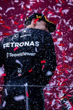 June 28, 2026, Spielberg, Austria: George Russell (GBR) (Mercedes-AMG Petronas F1 Team) celebrates on the podium of the Formula 1 Lenovo Austrian Grand Prix 2026 at the Red Bull Ring. Spielberg Austria - ZUMAs197 20260628_aaa_s197_203 Copyright: xLucaxMartinix