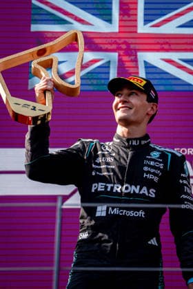 June 28, 2026, Spielberg, Austria: George Russell (GBR) (Mercedes-AMG Petronas F1 Team) celebrates on the podium of the Formula 1 Lenovo Austrian Grand Prix 2026 at the Red Bull Ring. Spielberg Austria - ZUMAs197 20260628_aaa_s197_206 Copyright: xLucaxMartinix